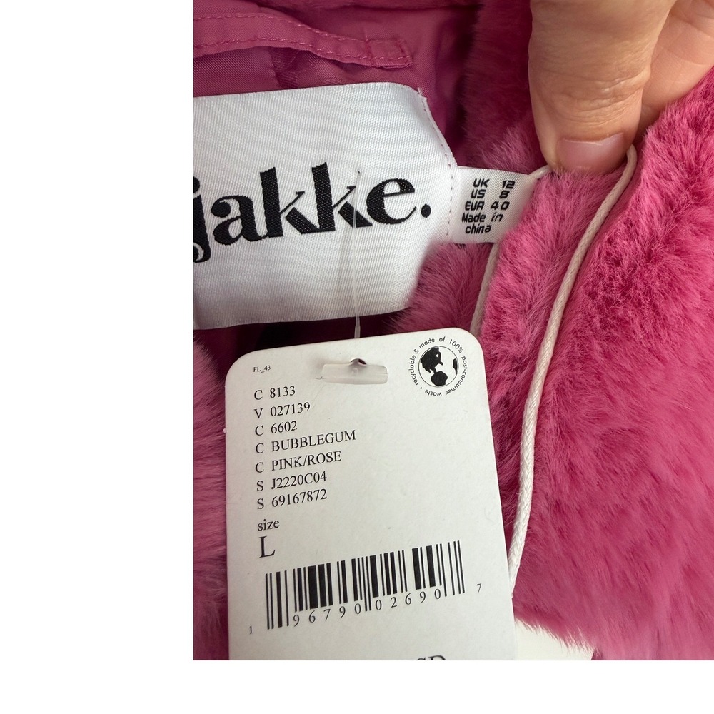 Jakke Traci cropped faux fur coat bubblegum pink size 8 Free People NWT - Picture 7 of 9